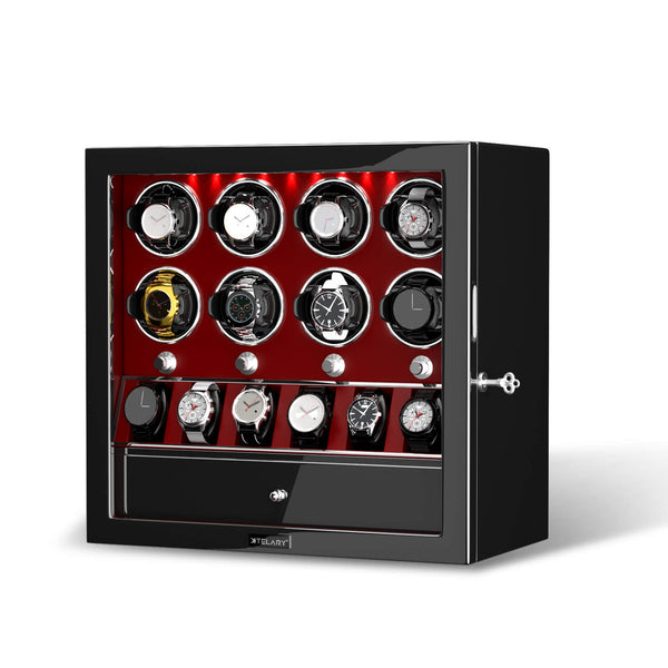Remontoirs de montres compacts pour 8 montres avec boîtier de rangement pour 6 montres à rotation automatique - Rouge