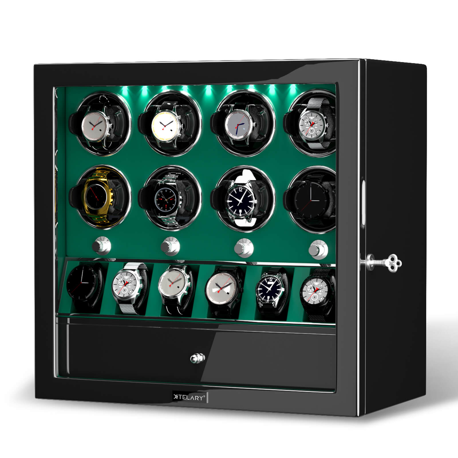 Compact 8 Watch Winders with 6 Watches Organizer Storage Large Space C ...