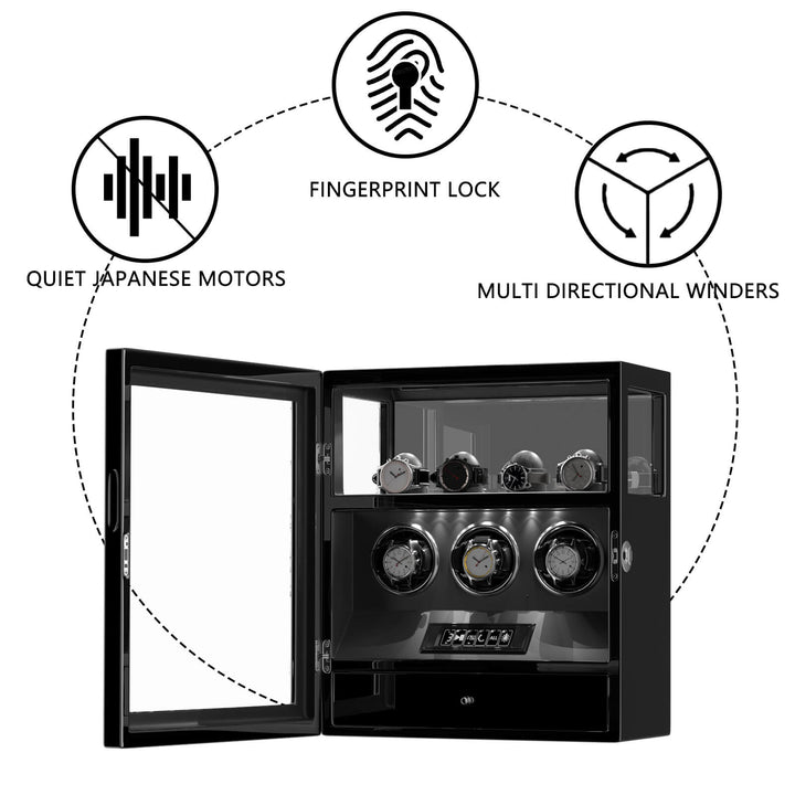 Xtelary Remontoirs de Montres pour Montres Automatiques avec Télécommande à Écran Tactile Finition Brillante - Spécial US