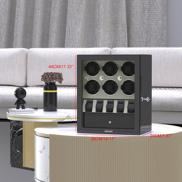 Compact 6 Watch Winder with 5 Extra Watches Storage Case