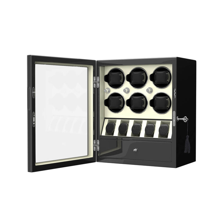 Compact 6 Watch Winder with 5 Extra Watches Storage Case