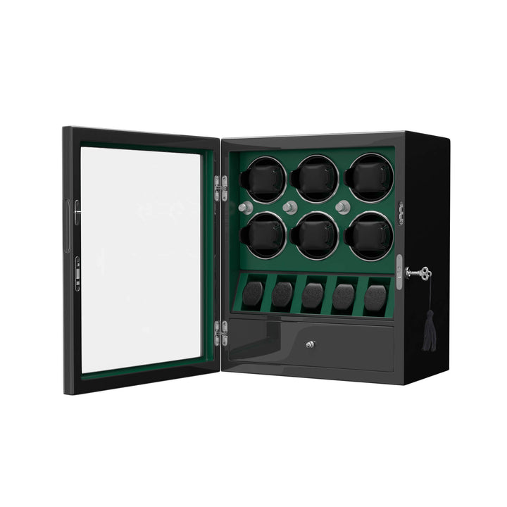 Compact 6 Watch Winder with 5 Extra Watches Storage Case