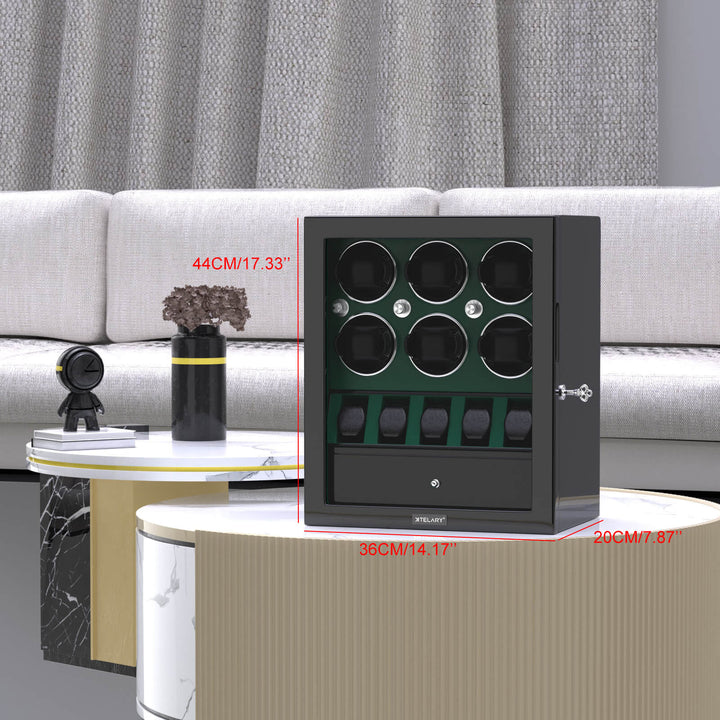 Compact 6 Watch Winder with 5 Extra Watches Storage Case