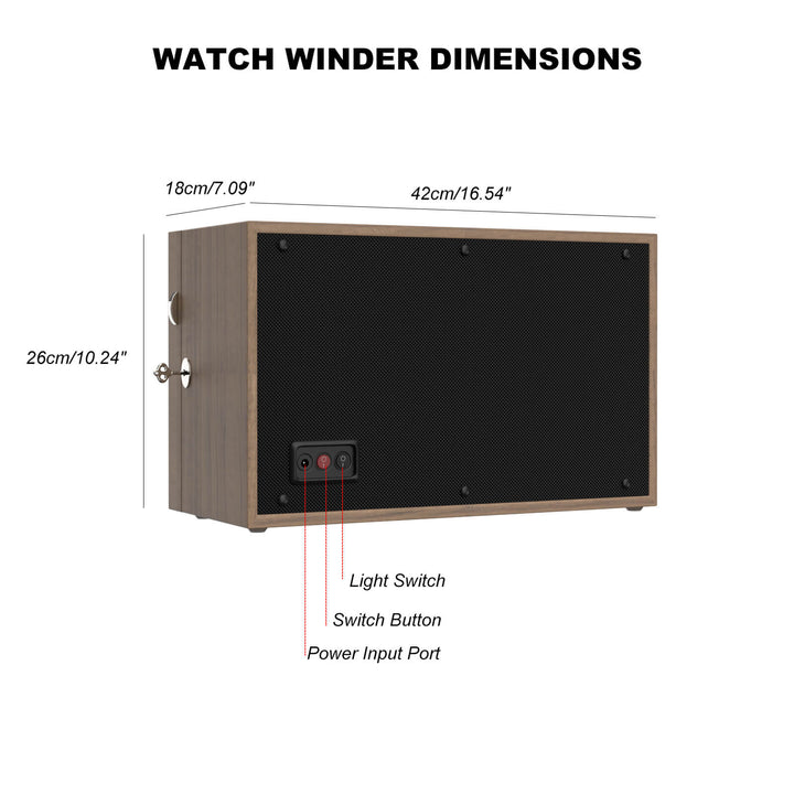 Remontoirs de montres de grande capacité avec espace de rangement supplémentaire, lumière LED bleue Aurora