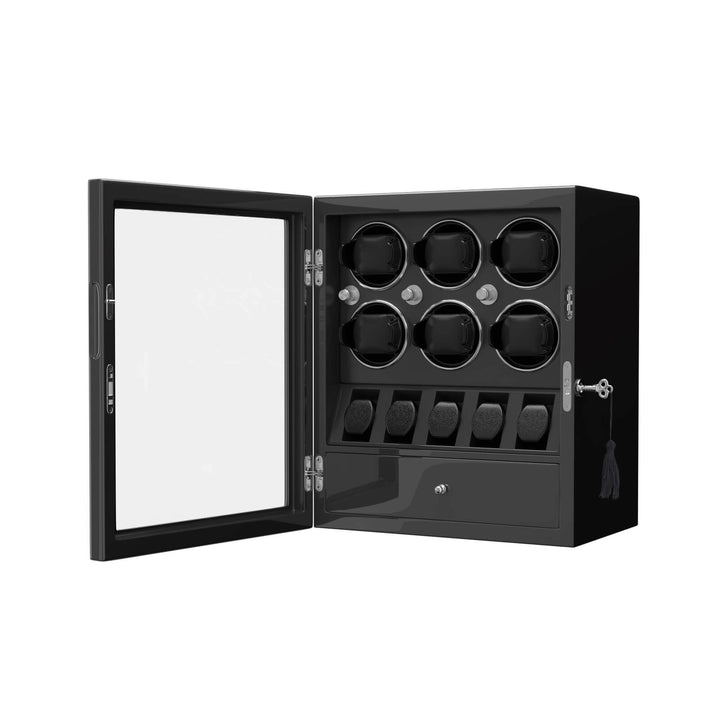 Compact 6 Watch Winder with 5 Extra Watches Storage Case