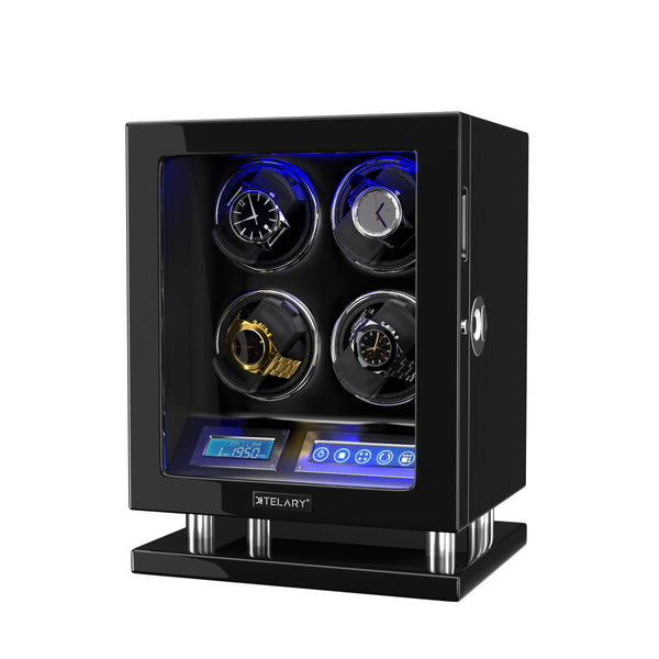Remontoir de montre à déverrouillage par empreinte digitale pour 4 montres automatiques avec moteurs japonais à lumière LED bleue