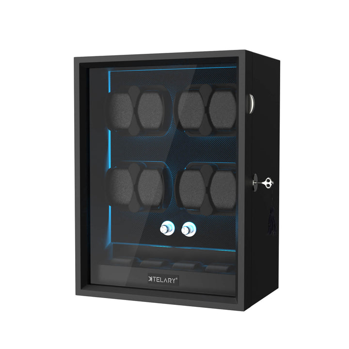 Remontoirs de montres de grande capacité avec espace de rangement supplémentaire, lumière LED bleue Aurora