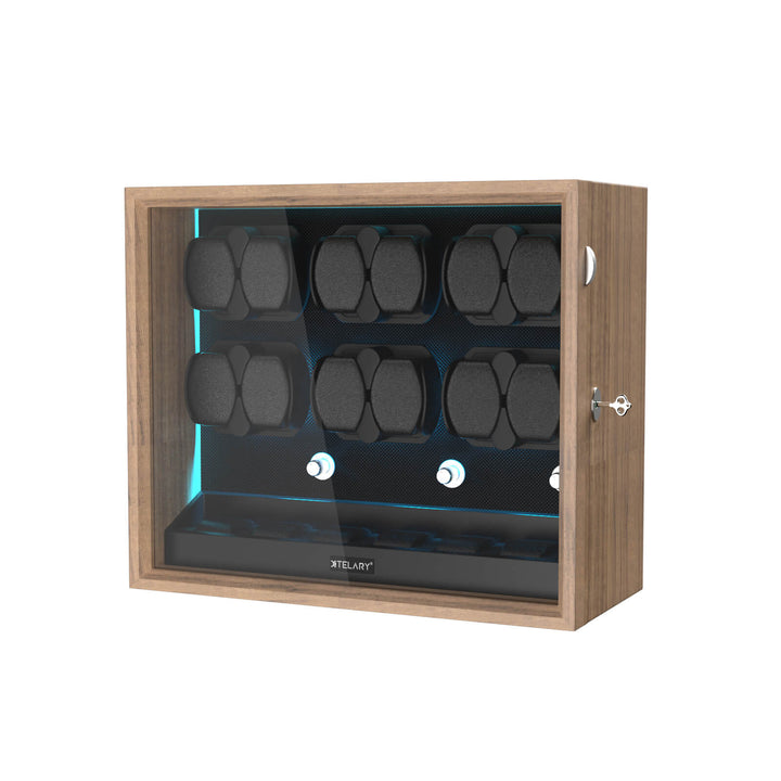 Remontoirs de montres de grande capacité avec espace de rangement supplémentaire, lumière LED bleue Aurora