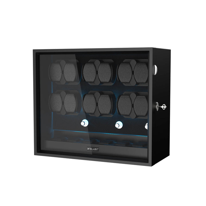 Remontoirs de montres de grande capacité avec espace de rangement supplémentaire, lumière LED bleue Aurora