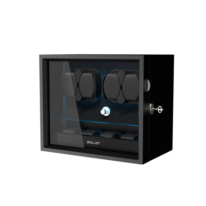 Remontoirs de montres de grande capacité avec espace de rangement supplémentaire, lumière LED bleue Aurora