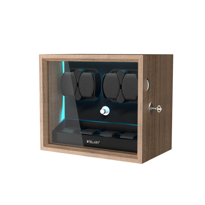 Remontoirs de montres de grande capacité avec espace de rangement supplémentaire, lumière LED bleue Aurora
