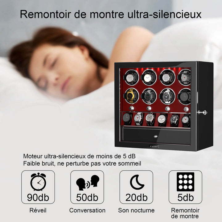 Remontoir de montre à déverrouillage par empreinte digitale avec éclairage d'ambiance RVB