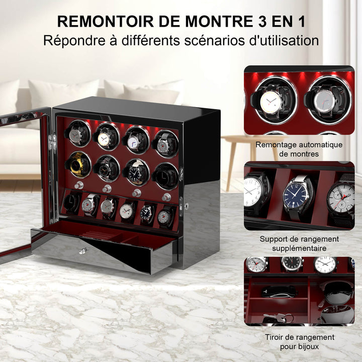 Remontoir de montre à déverrouillage par empreinte digitale avec éclairage d'ambiance RVB