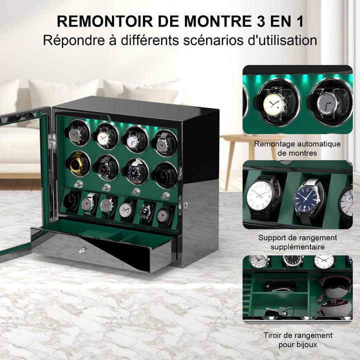 Remontoir de montre à déverrouillage par empreinte digitale avec éclairage d'ambiance RVB