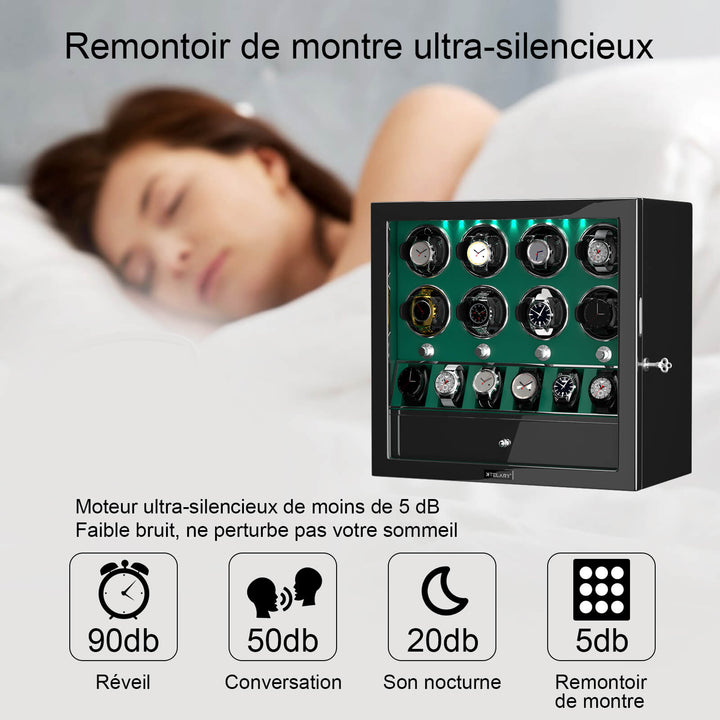 Remontoir de montre à déverrouillage par empreinte digitale avec éclairage d'ambiance RVB