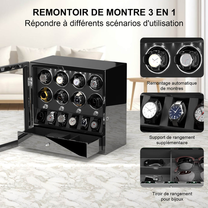 Remontoir de montre à déverrouillage par empreinte digitale avec éclairage d'ambiance RVB