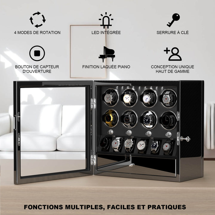 Remontoir de montre à déverrouillage par empreinte digitale avec éclairage d'ambiance RVB