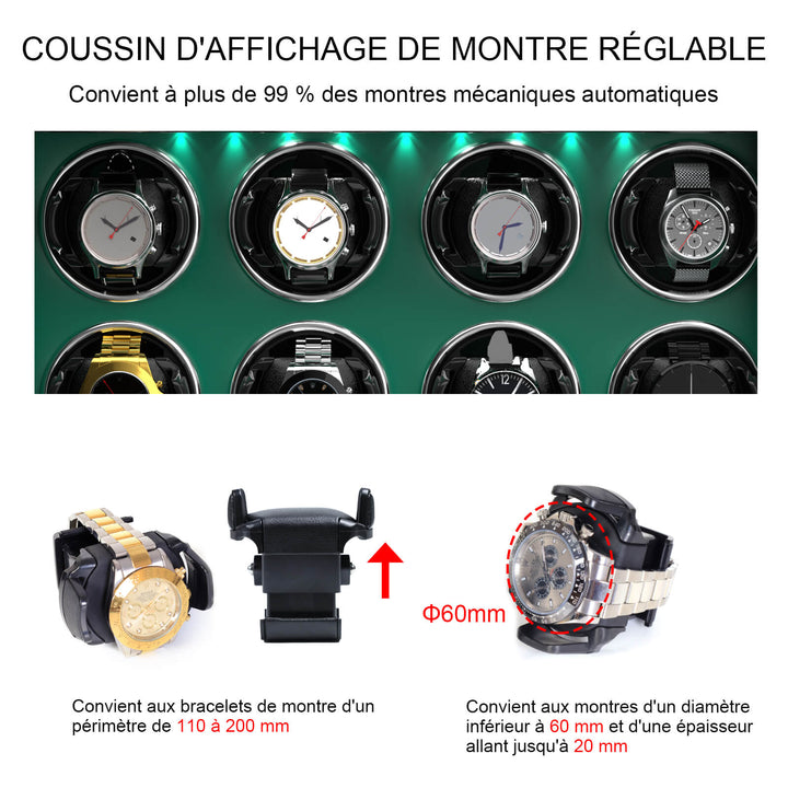 Remontoir de montre à déverrouillage par empreinte digitale avec éclairage d'ambiance RVB
