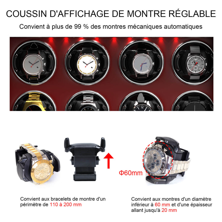 Remontoir de montre à déverrouillage par empreinte digitale avec éclairage d'ambiance RVB