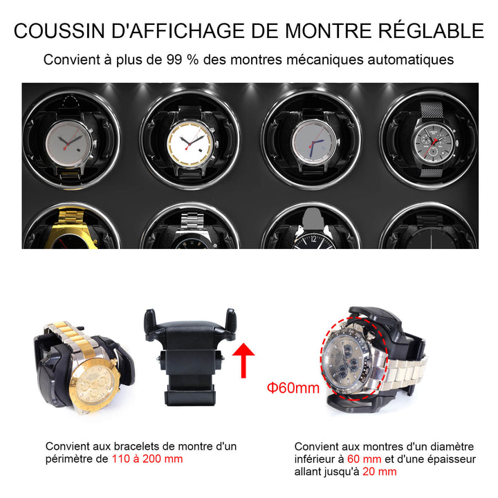 Remontoir de montre à déverrouillage par empreinte digitale avec éclairage d'ambiance RVB