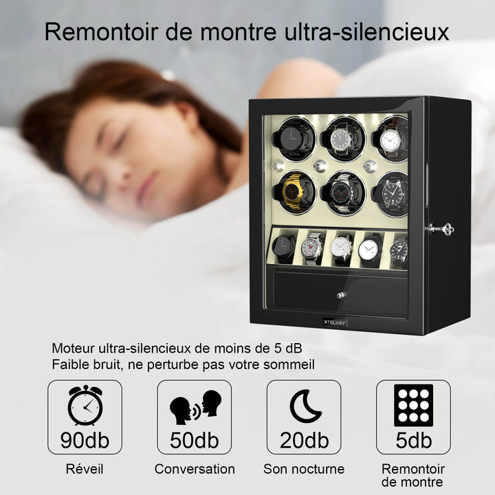 Remontoir de montre à déverrouillage par empreinte digitale avec éclairage d'ambiance RVB
