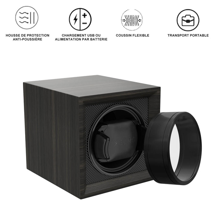 Remontoir Automatique pour Montre Unique – Alimentation Double, avec Couvercle