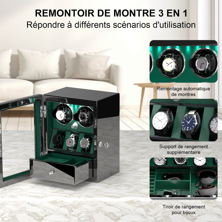 Remontoir de montre à déverrouillage par empreinte digitale avec éclairage d'ambiance RVB
