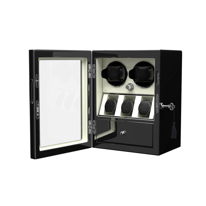Remontoir Compact pour 2 Montres avec Organisateur de 3 Montres Présentoir à Bijoux - Blanc Cassé
