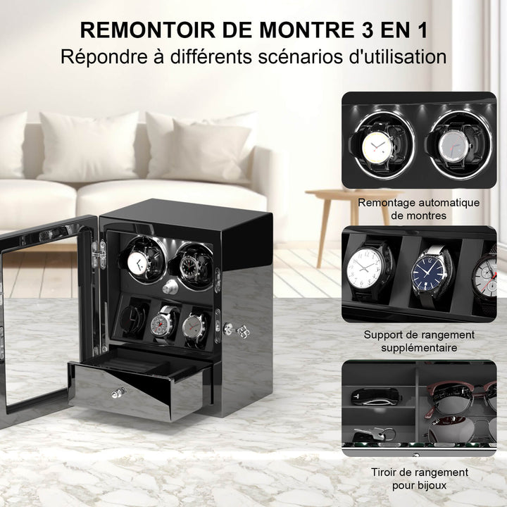 Remontoir de montre à déverrouillage par empreinte digitale avec éclairage d'ambiance RVB
