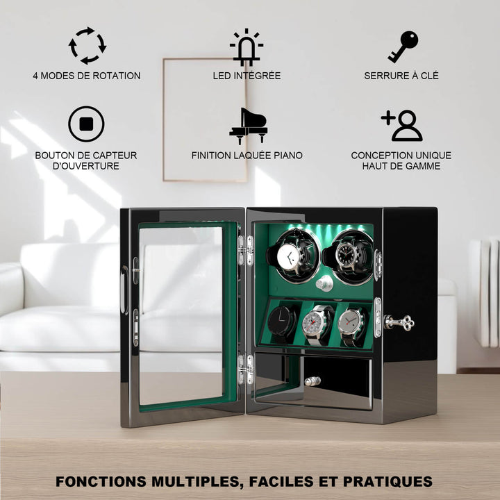Remontoir de montre à déverrouillage par empreinte digitale avec éclairage d'ambiance RVB