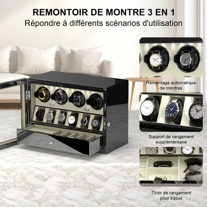 Remontoir de montre à déverrouillage par empreinte digitale avec éclairage d'ambiance RVB
