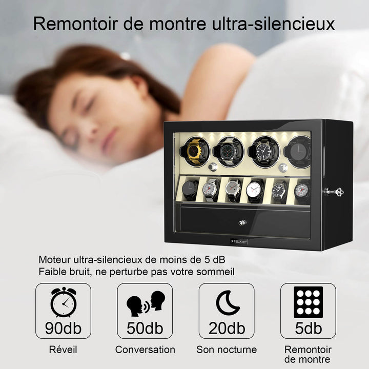 Remontoir de montre à déverrouillage par empreinte digitale avec éclairage d'ambiance RVB