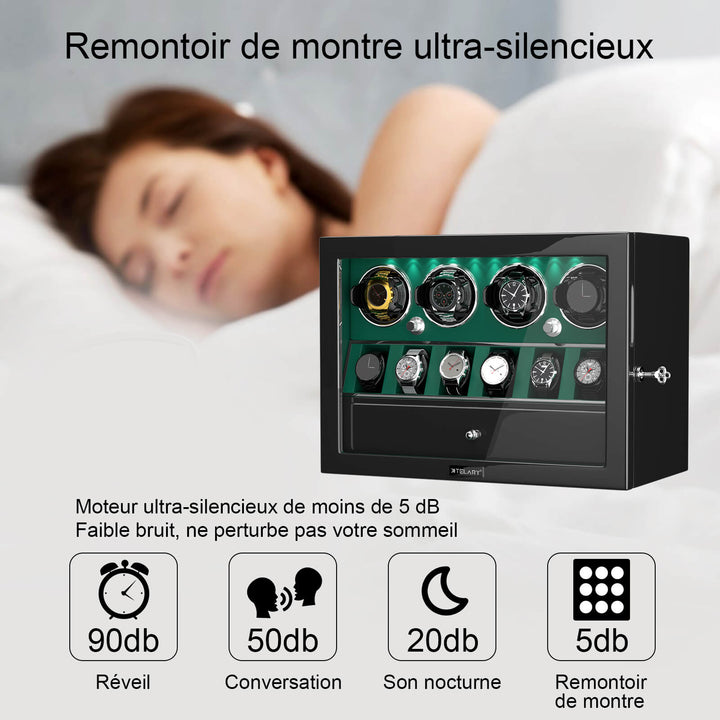 Remontoir de montre à déverrouillage par empreinte digitale avec éclairage d'ambiance RVB
