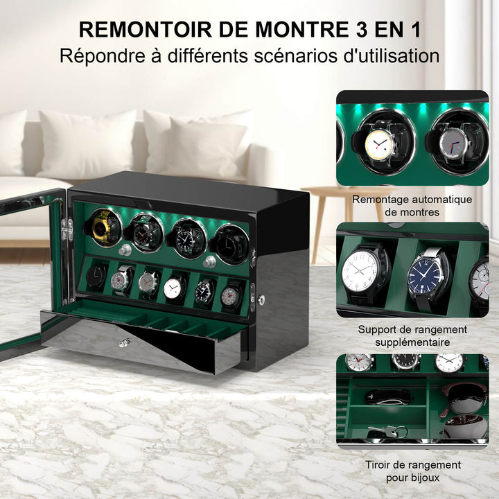 Remontoir de montre à déverrouillage par empreinte digitale avec éclairage d'ambiance RVB