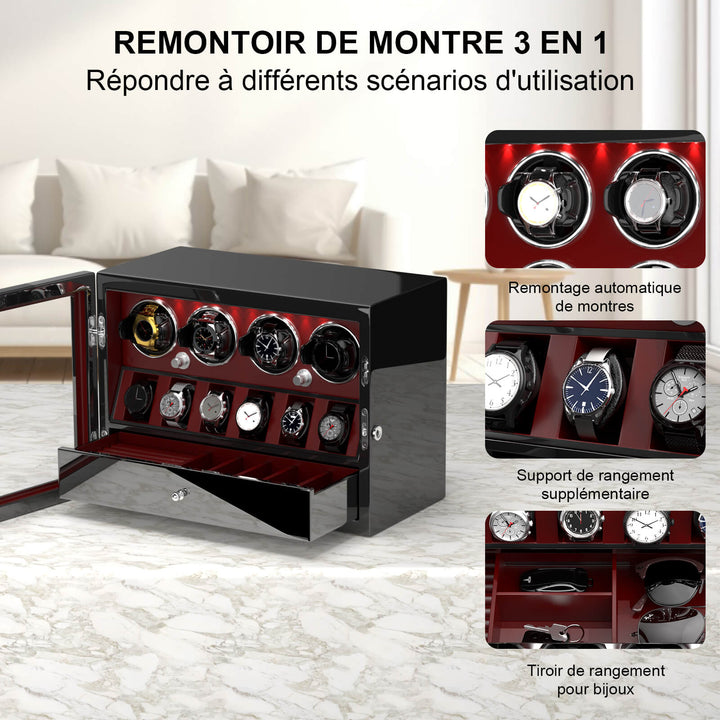 Remontoir de montre à déverrouillage par empreinte digitale avec éclairage d'ambiance RVB