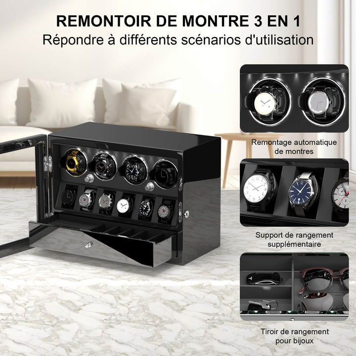 Remontoir de montre à déverrouillage par empreinte digitale avec éclairage d'ambiance RVB