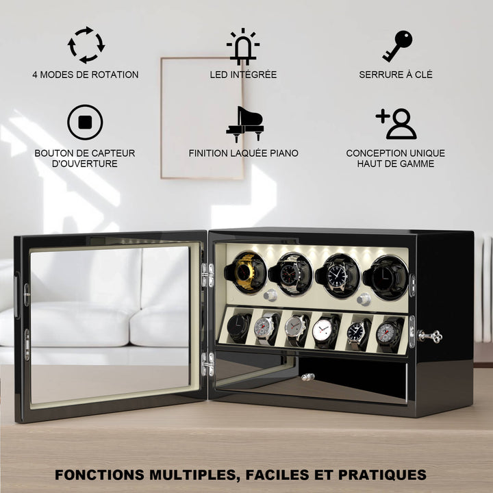 Remontoir de montre à déverrouillage par empreinte digitale avec éclairage d'ambiance RVB