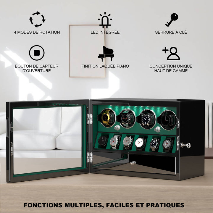 Remontoir de montre à déverrouillage par empreinte digitale avec éclairage d'ambiance RVB