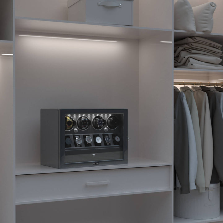 Remontoir de montre à déverrouillage par empreinte digitale avec éclairage d'ambiance RVB