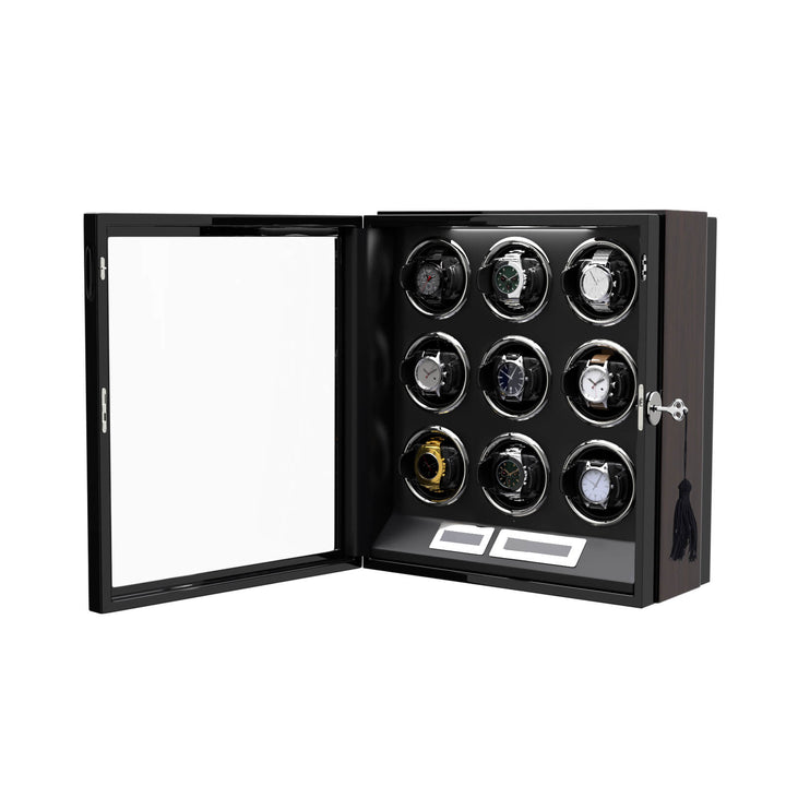 Compact 2 Watch Winders with 3 Watches Organizer Quiet Mabuchi Motor - Green
