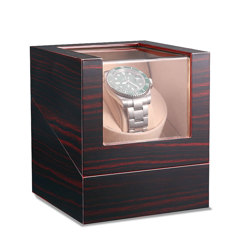 Watch Winder for Single Automatic Watches with Flexible Pillow Quiet Motors Watch Rotator Box-Ebony